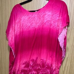 Bright Pink Palm Tree Swimsuit Cover-Up